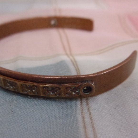 Copper Cuff Bracelet With Gold Tone Design - Picture 7 of 12